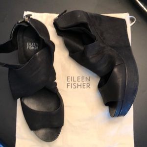 Eileen Fisher black platform sandals